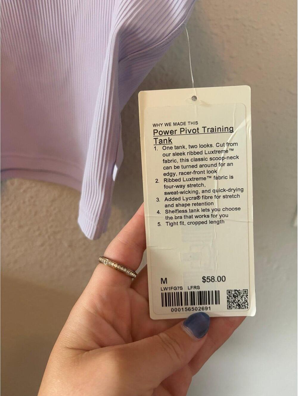 NWT Lululemon Power Pivot Training Tank Top Ribbed Lavender Frost Purple size M. - Picture 3 of 8